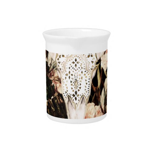 Ethnic watercolor retro floral background beverage pitcher