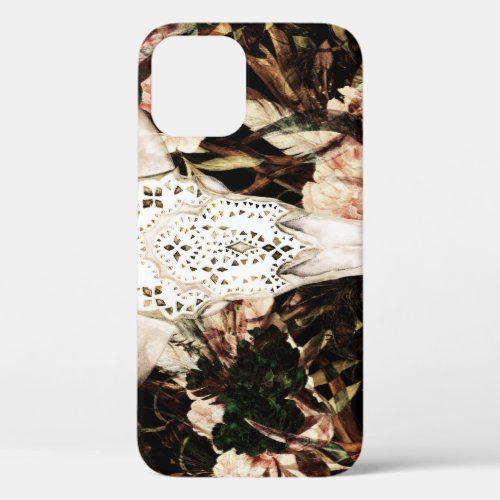Ethnic watercolor retro floral background iPhone 12 case