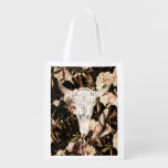 Ethnic watercolor: retro floral background. grocery bag