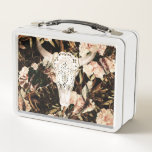 Ethnic watercolor: retro floral background. metal lunch box