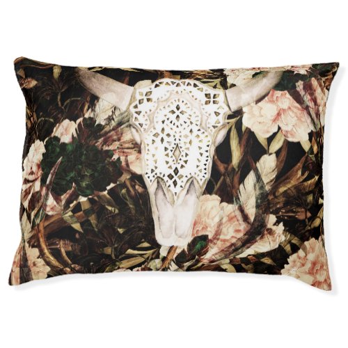 Ethnic watercolor retro floral background pet bed