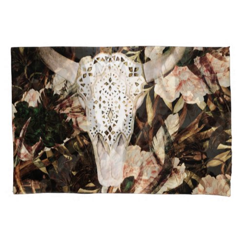 Ethnic watercolor retro floral background pillow case
