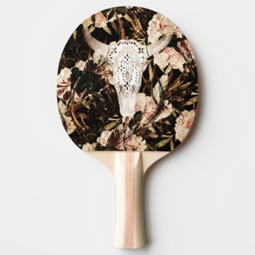 Ethnic watercolor retro floral background ping pong paddle