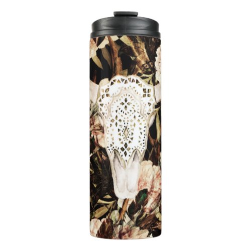 Ethnic watercolor retro floral background thermal tumbler