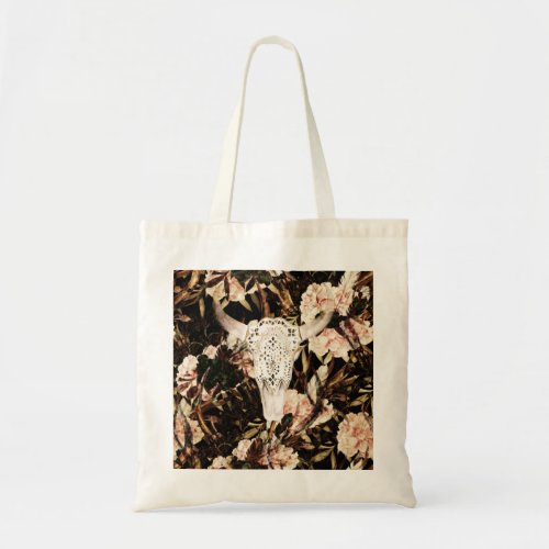 Ethnic watercolor retro floral background tote bag