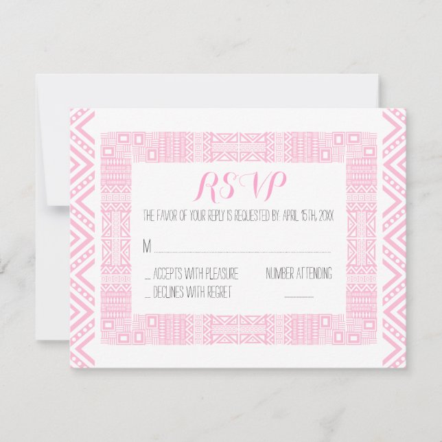 Ethnic Wedding RSVP Response Card Personalized (Front)