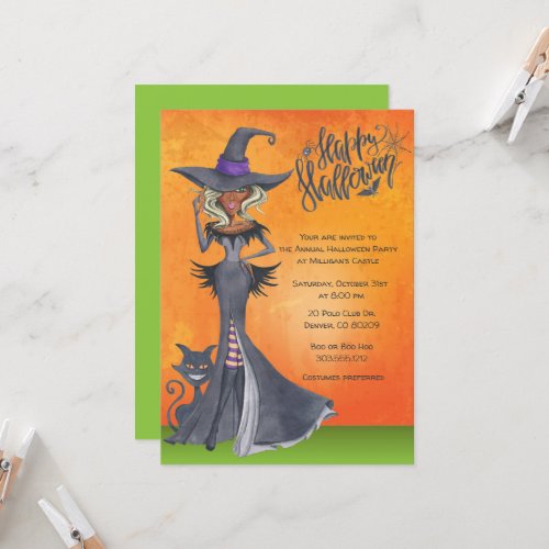 Ethnic Witch Halloween Invitation Costume Party Invitation
