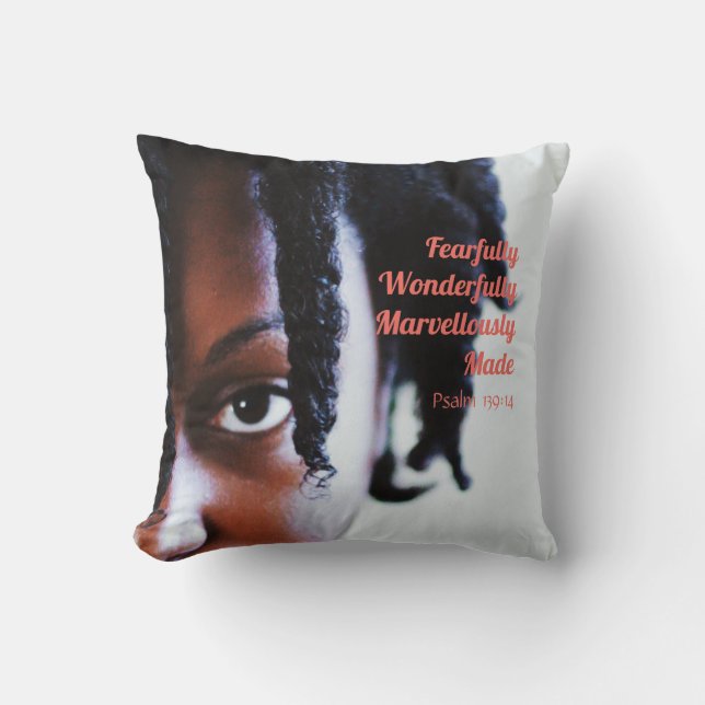 Ethnic Woman FEARFULLY MADE Christian Yellow Throw Pillow (Front)