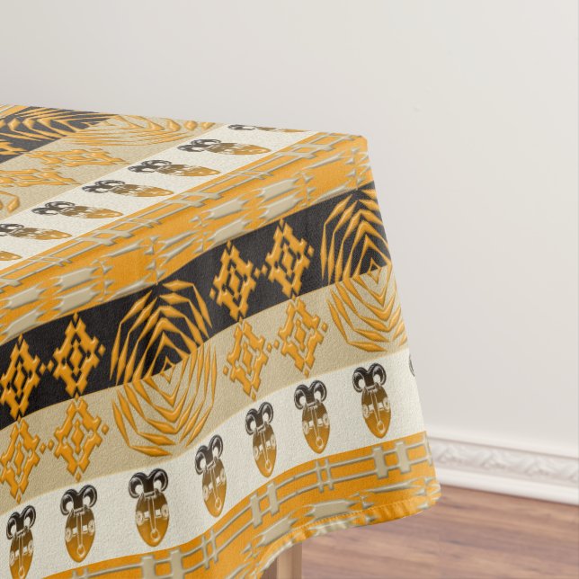 EthnicAfrican Tribal Mask pattern Tablecloth (In Situ)