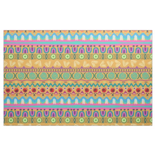 Ethno fun bright pattern with a modern twist fabric