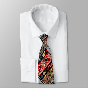 Ethno pattern patchwork quilt  neck tie