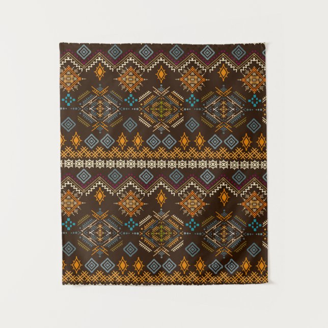 Ethno seamless pattern. Ethnic boho ornament. Trib Tapestry (Front)