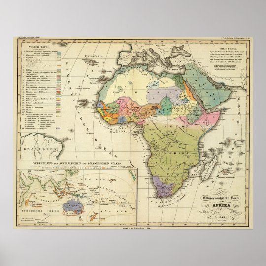 Ethnographic Map of Africa Poster