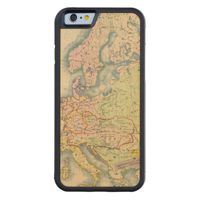 Ethnographic map of Europe Carved Wood iPhone Case (Back)