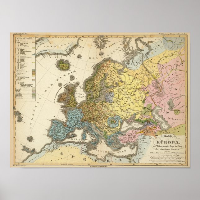 ethnographic map of Europe Poster (Front)