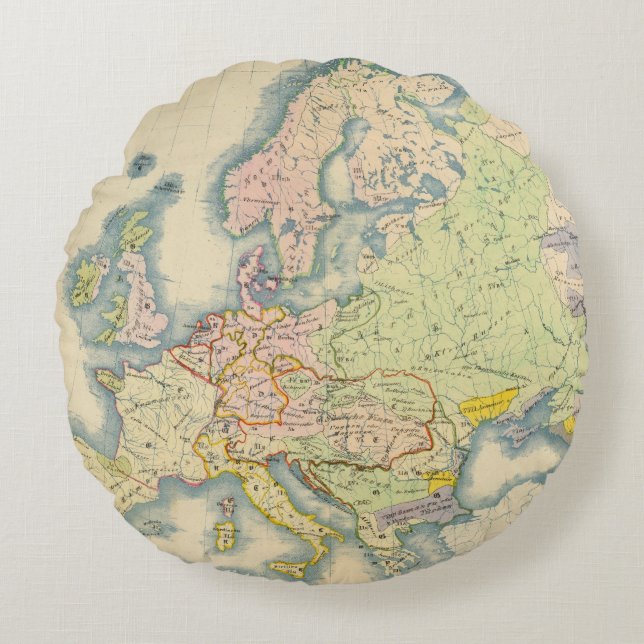 Ethnographic map of Europe Round Pillow (Front)