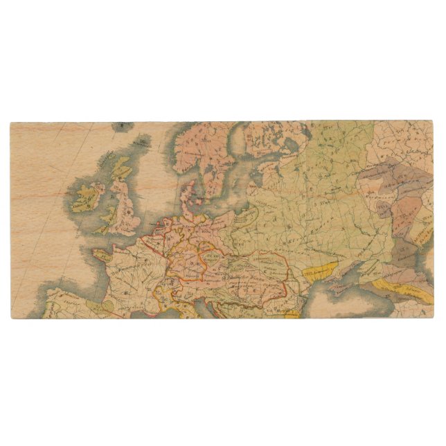 Ethnographic map of Europe Wood USB Flash Drive (Front)