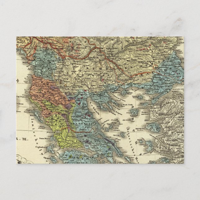 Ethnographic Map of Ottoman Empire Postcard (Front)