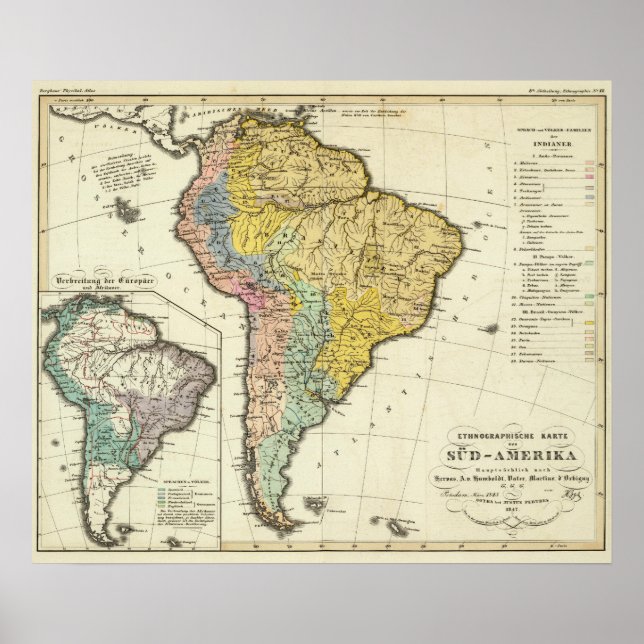Ethnographic Map of South America Poster (Front)