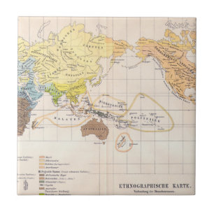 Ethnographic Map of the World Ceramic Tile