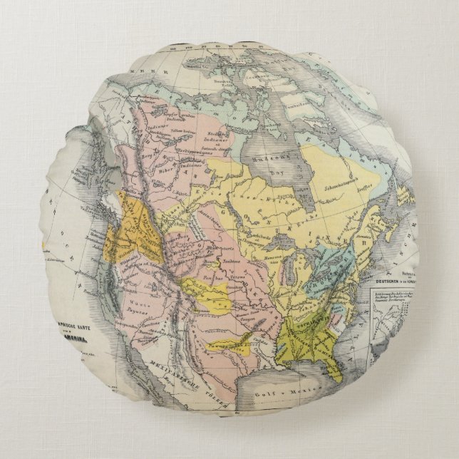 Ethnographs of North America Round Pillow (Front)