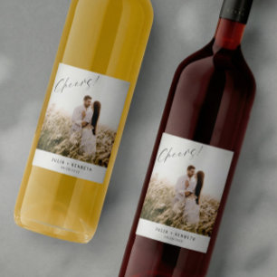Etiqueta Para Botella De Vino Etiqueta de vino para foto de boda simple