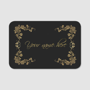 Etiqueta para nombre clásica con flores name tag