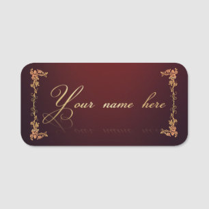 Etiqueta para nombre clásica con flores name tag