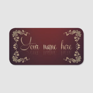 Etiqueta para nombre clásica con rosas name tag
