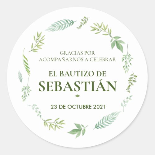 Etiquetas de agradecimiento para bautizo classic round sticker