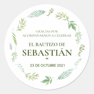 Etiquetas de agradecimiento para bautizo classic round sticker
