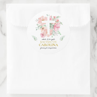 Etiquetas de agradecimiento para bautizo classic round sticker