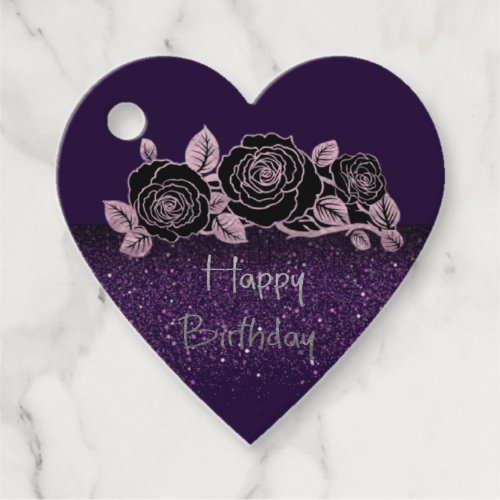 Etiquetas para recuerdos de rosas con purpurina favor tags