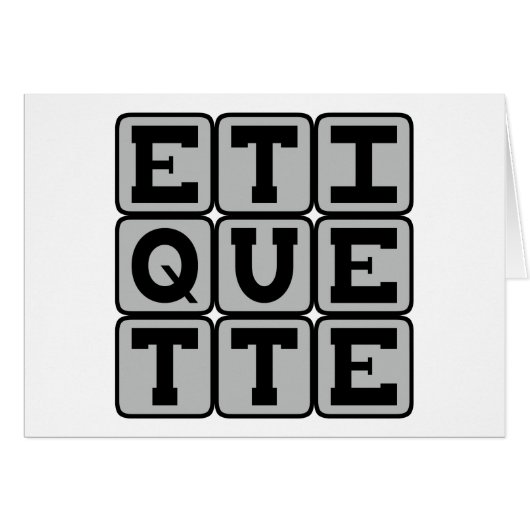 Etiquette, Rules of Social Behavior Cards (Front Horizontal)