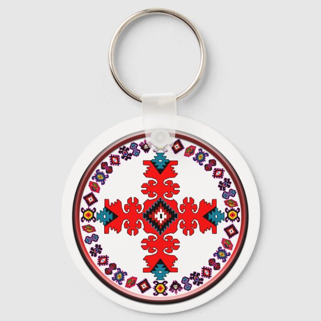 etno cross metal print trifold wallet laptop sleev keychain (Front)