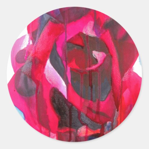 Etoile de Holland modern rose original art Classic Round Sticker