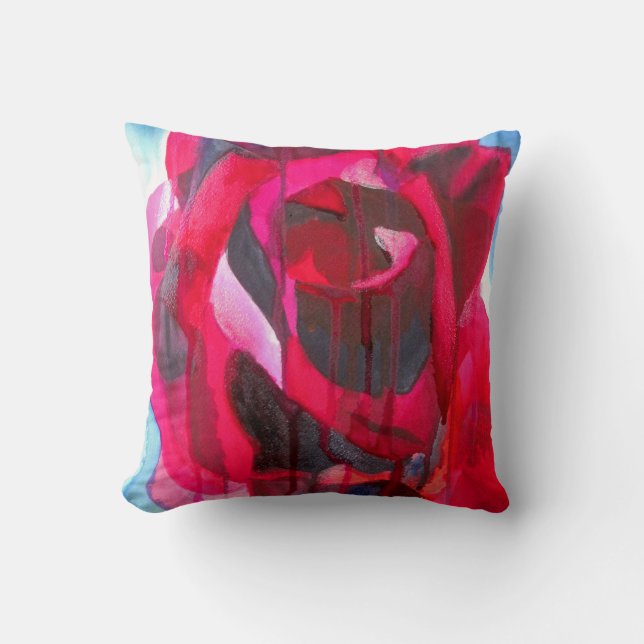 Etoile de Holland modern rose original art Throw Pillow (Front)