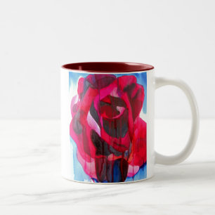 Etoile de Holland modern rose original art Two-Tone Coffee Mug