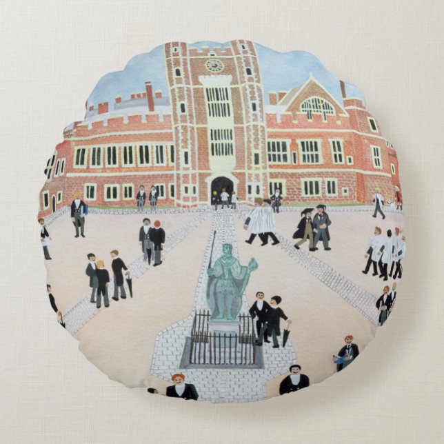 Eton College School Yard 1991 Round Pillow (Front)