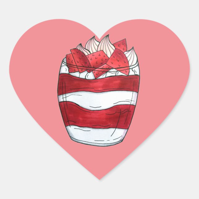 Eton Mess Strawberry Meringue UK British Dessert Heart Sticker (Front)