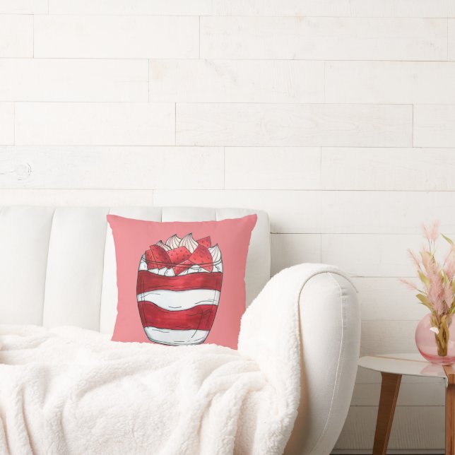 Eton Mess Strawberry Meringue UK British Dessert Throw Pillow (Couch)