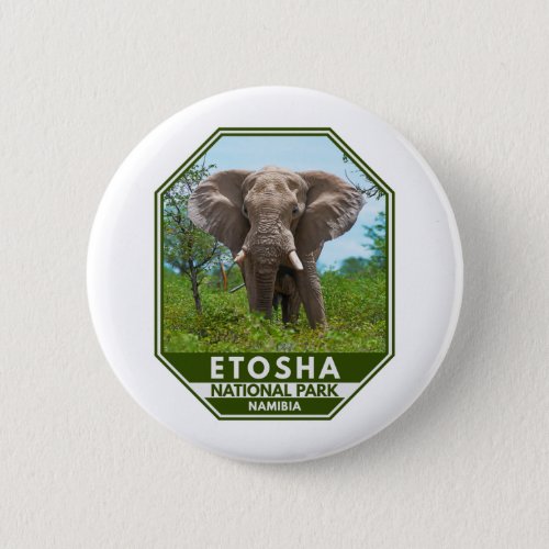 Etosha National Park Namibia Elephant Watercolor Button