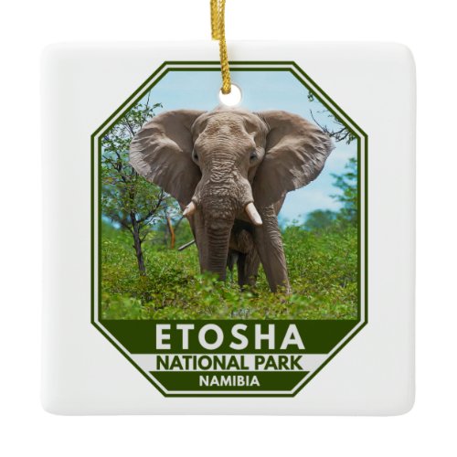 Etosha National Park Namibia Elephant Watercolor Ceramic Ornament