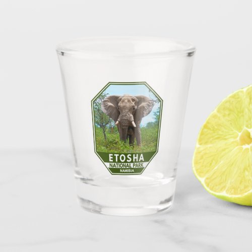 Etosha National Park Namibia Elephant Watercolor Shot Glass