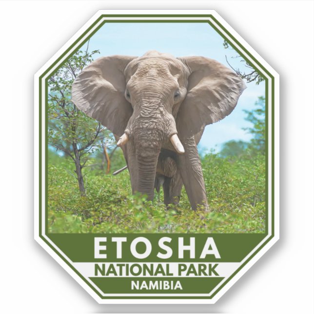 Etosha National Park Namibia Elephant Watercolor Sticker (Front)