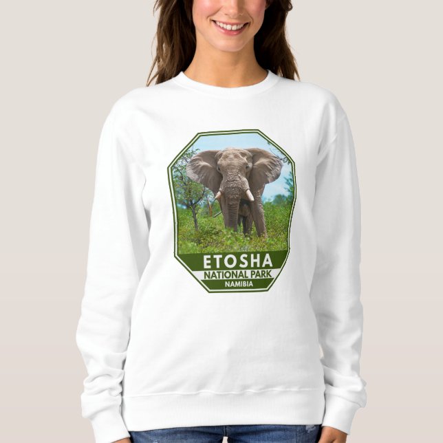Etosha National Park Namibia Elephant Watercolor Sweatshirt (Front)