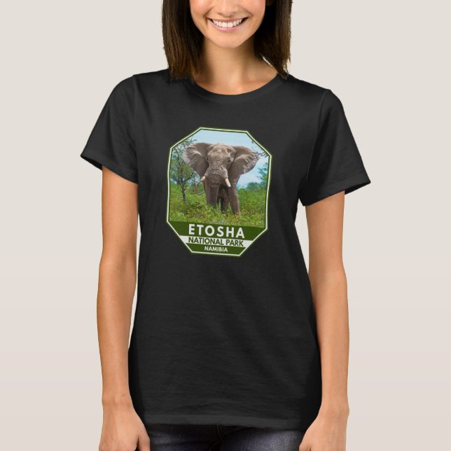 Etosha National Park Namibia Elephant Watercolor T-Shirt (Front)
