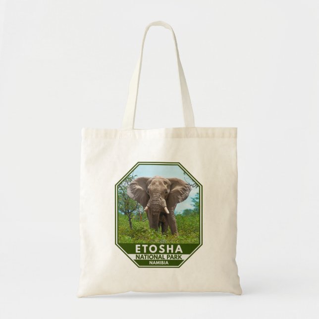 Etosha National Park Namibia Elephant Watercolor Tote Bag (Front)