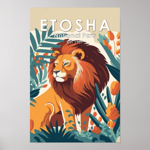 Etosha National Park Namibia Vintage Poster