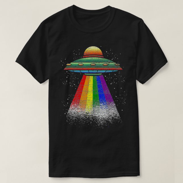 Etraterrestrial Rainbow Flag UFO LGBT Pride Sci Fi T-Shirt (Design Front)